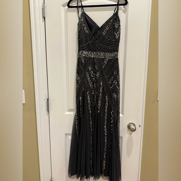 Marina Beaded Charcoal Gown - Picture 3 of 3